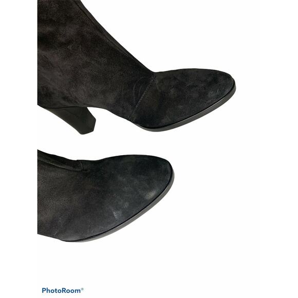 Vince casper Black Suede Slouchy Ruched Block Heel‎ Knee High Boots 8 $595 NEW - Picture 3 of 6